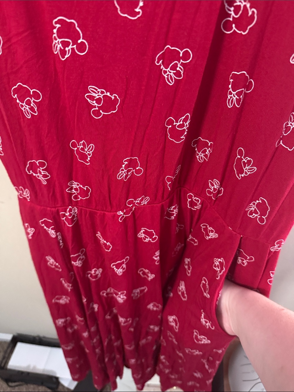 Disney Minnie Mouse Red Scoop-Neck Midi Dress with Pockets 1X Bound - Picture 3 of 5